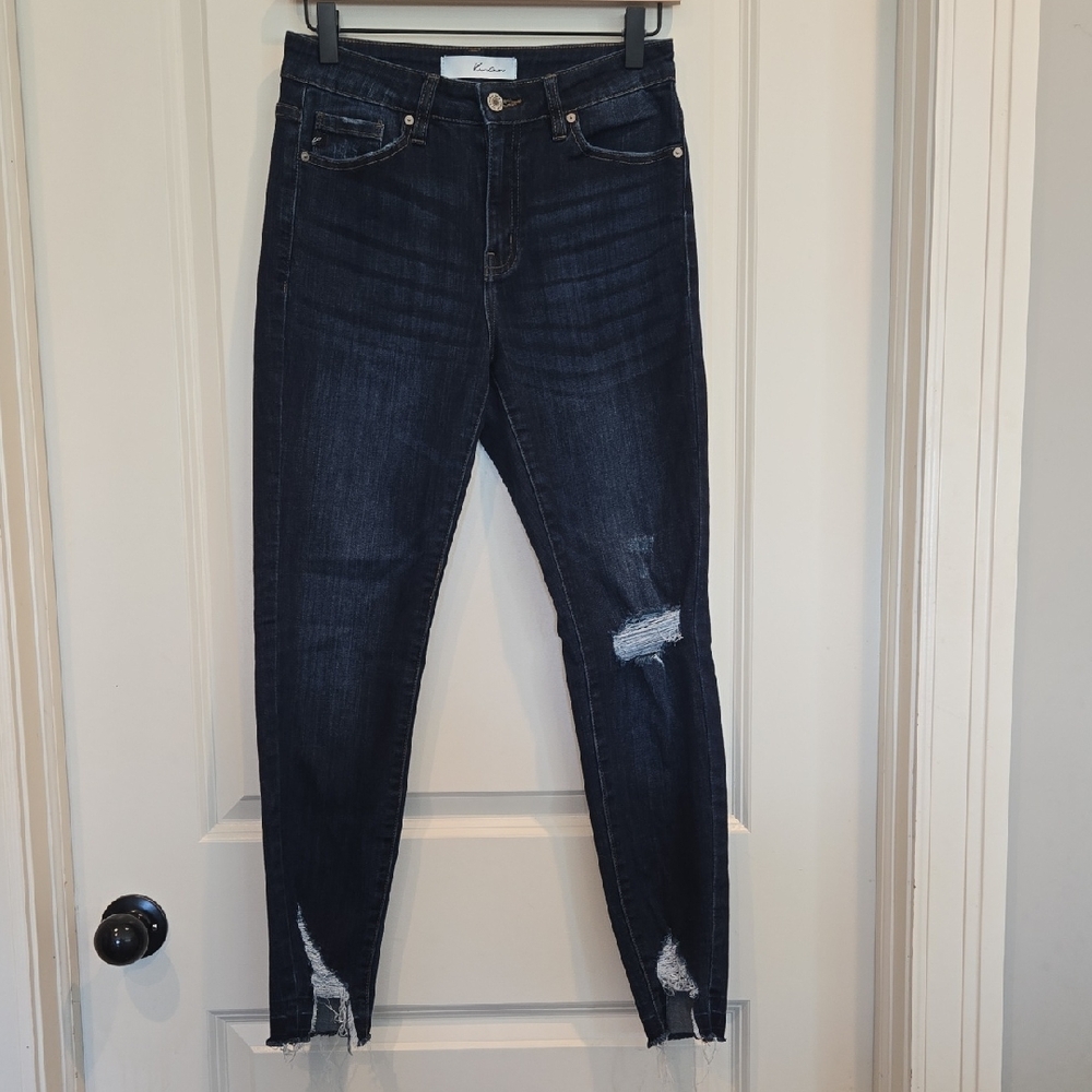 Kancan Navy Ripped Skinny Jeans